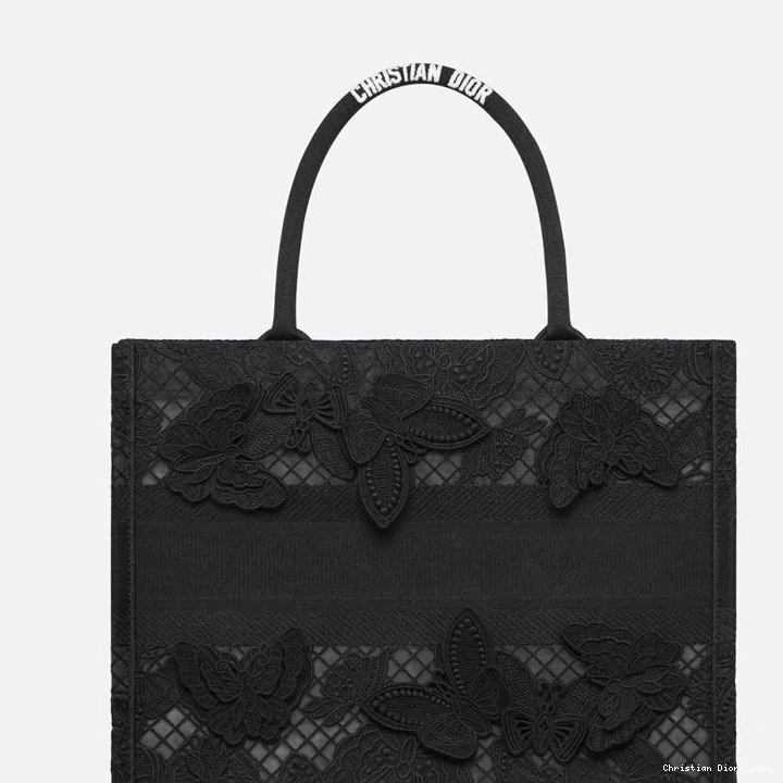 Cheap D-Lace Dior Motif Tote Book Butterfly Canvas Black 0720 Luxury